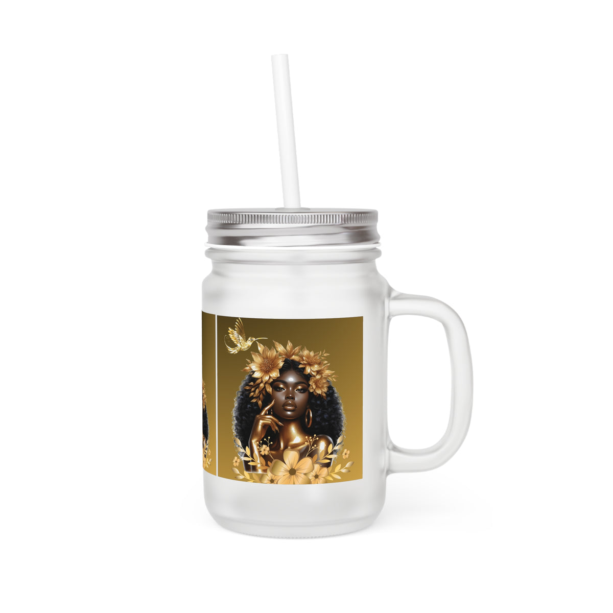 Queen Hummingbird Mason Jar with Straw