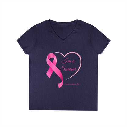 Breast Cancer Awareness V-Neck T-Shirt, Survivor Gift, Supportive Tee, Gift for Her, Awareness Month Apparel