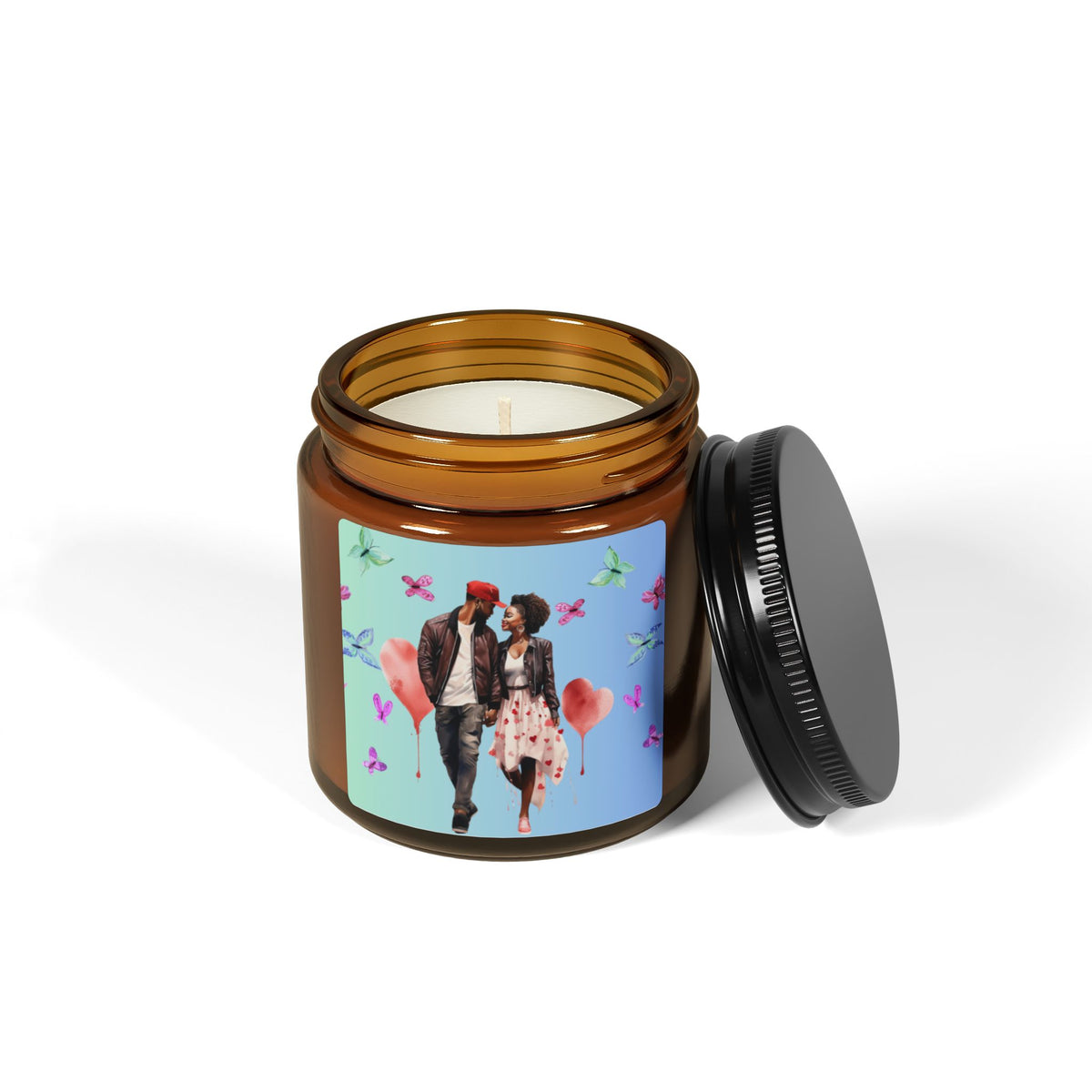 Butterfly-Scented Soy Candle (Multi-Size, Amber Jar)