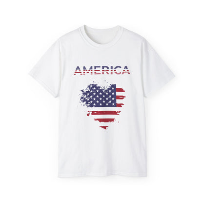 America Flag Heart T-Shirt — Patriotic 4th of July Tee