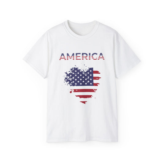 America Flag Heart T-Shirt — Patriotic 4th of July Tee