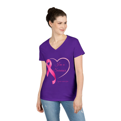 Breast Cancer Awareness V-Neck T-Shirt, Survivor Gift, Supportive Tee, Gift for Her, Awareness Month Apparel
