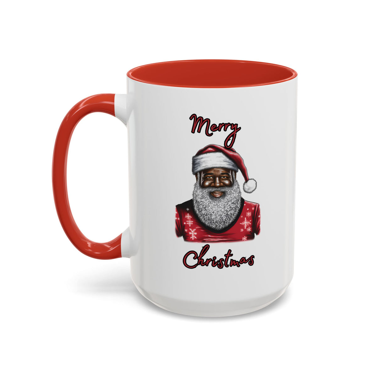 Black Santa-Accent Coffee Mug (11, 15oz) (Red)