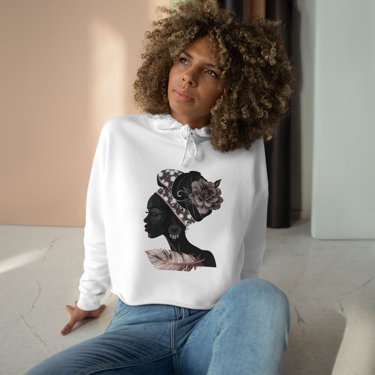 Queen Feather Crop Hoodie