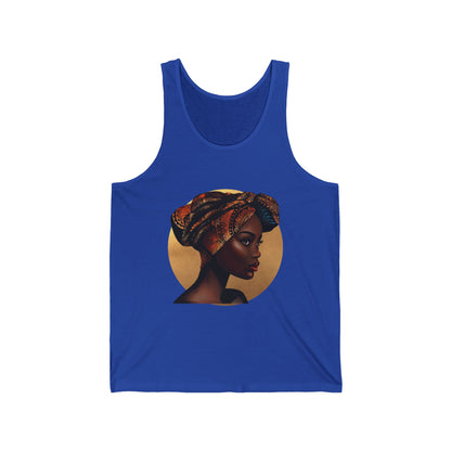 Queen Moon Unisex Jersey Tank - Afrocentric Design
