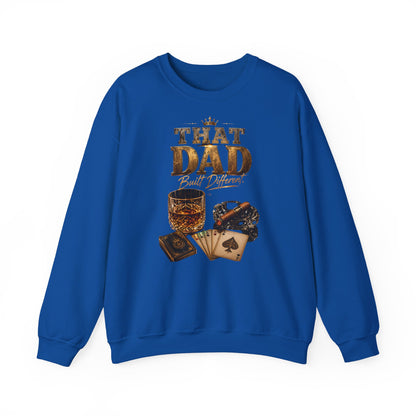 That Dad Built Different Sweatshirt – Whiskey, Cigar & Poker Crewneck
