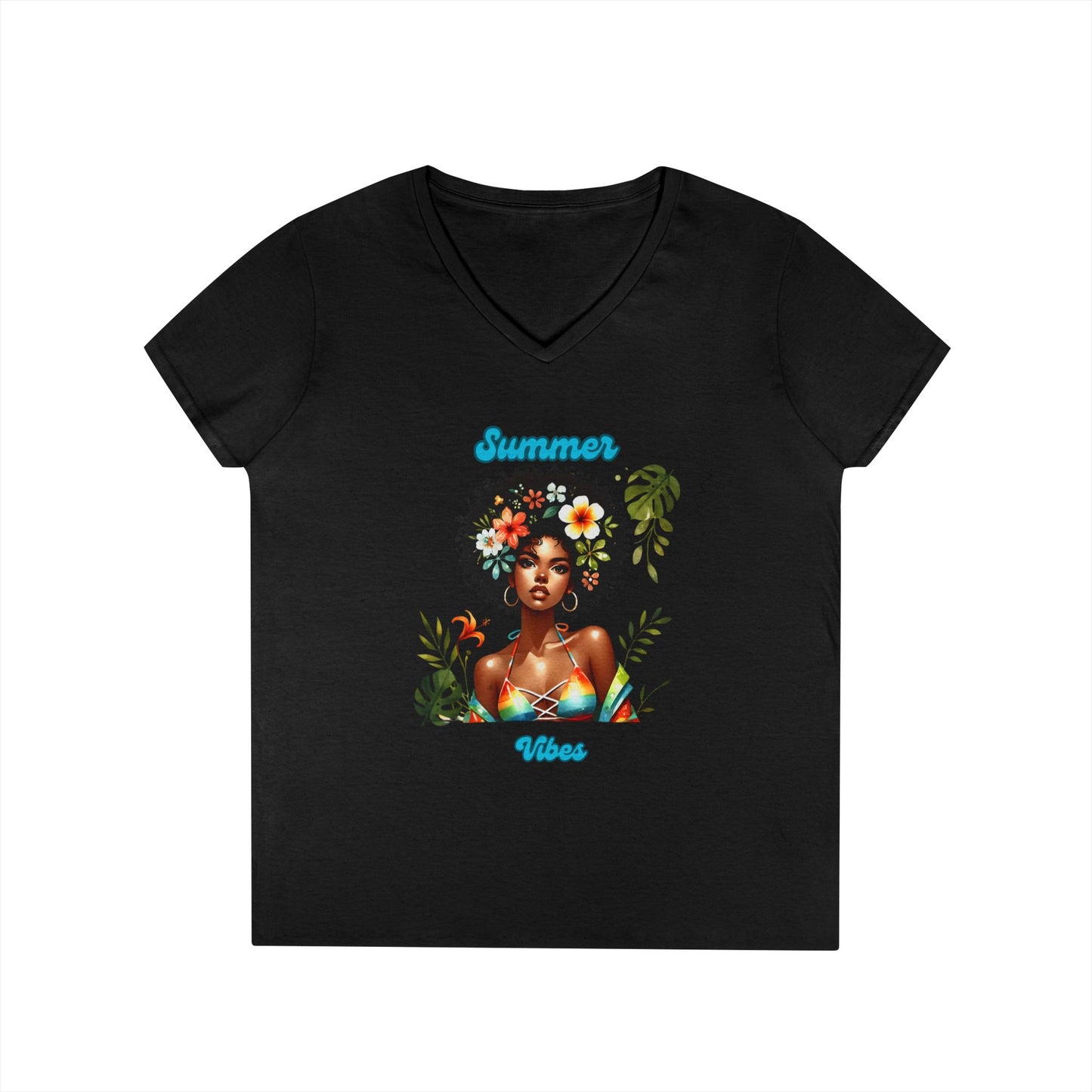 Summer Vibes Floral V-Neck T-Shirt