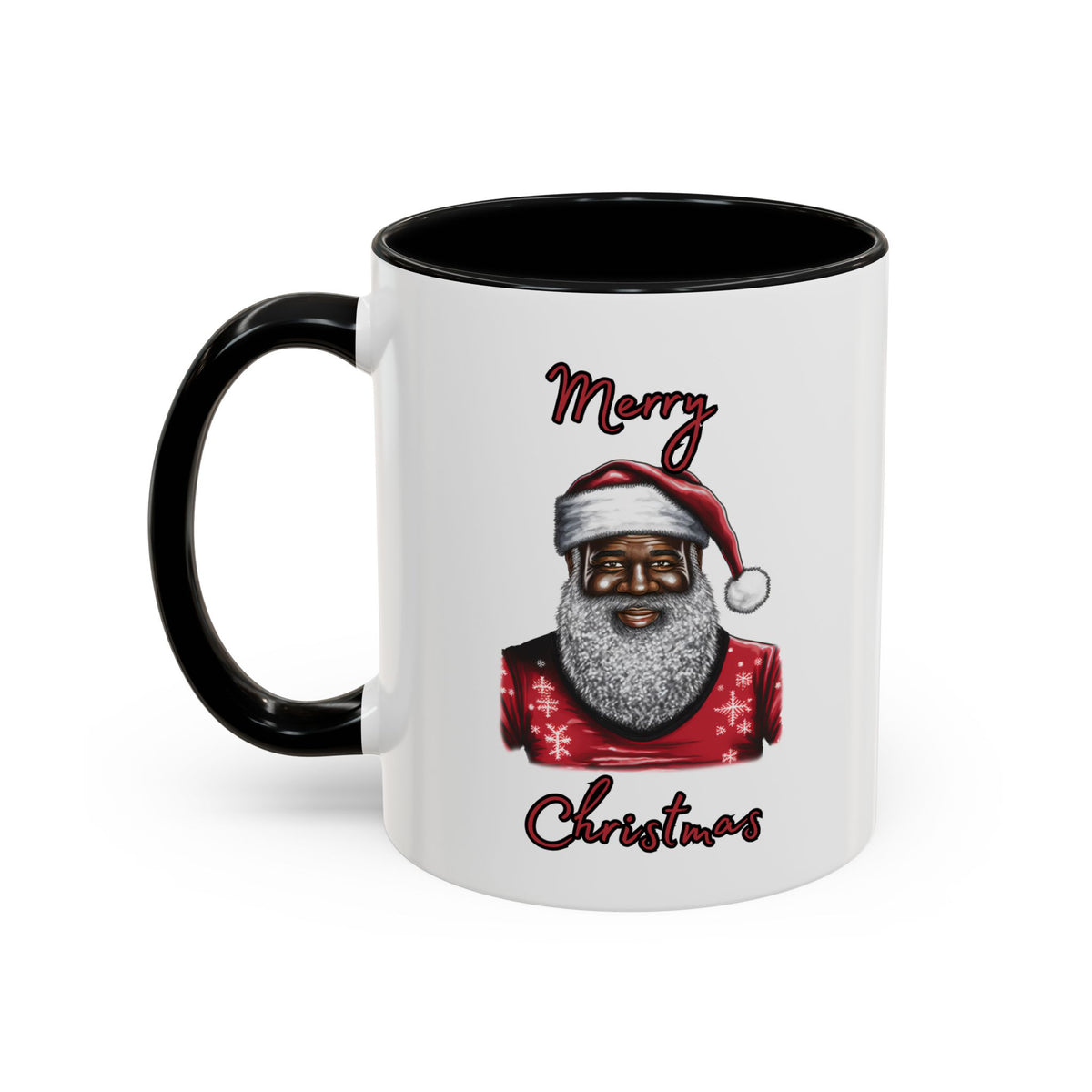 Black Santa-Accent Coffee Mug (11, 15oz) (Black)