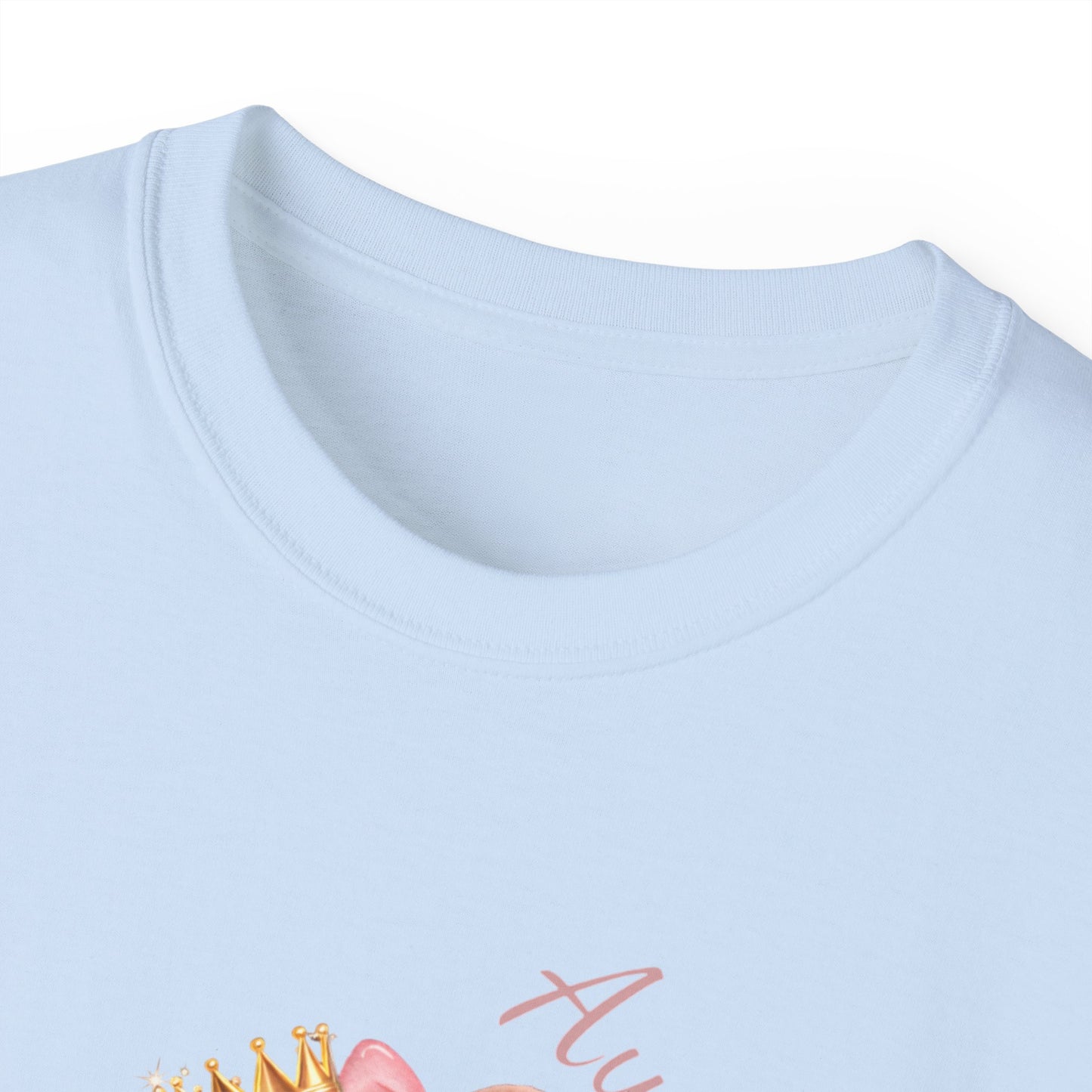“Auntie Is a Queen” Cotton Tee — Cute Pink Crowned Bear Gift