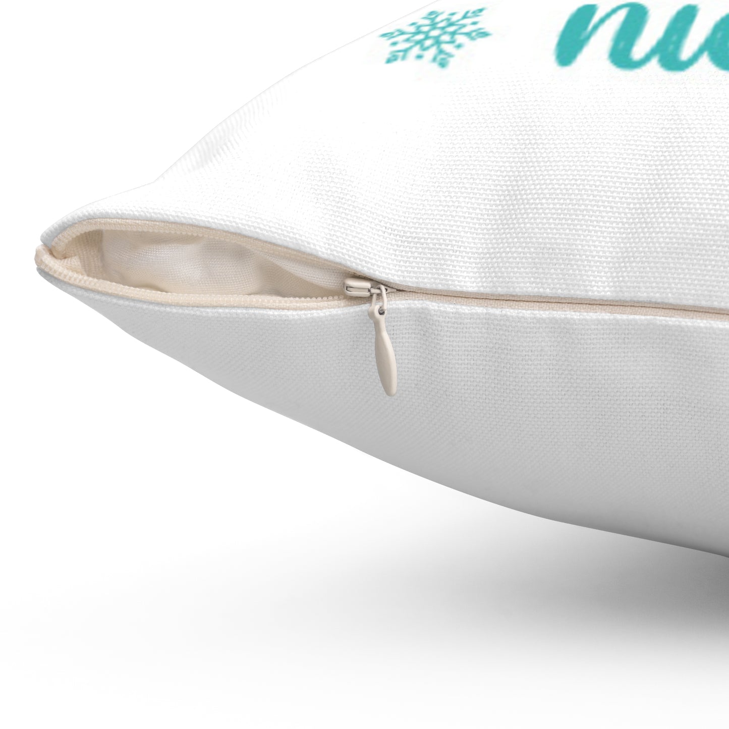 Naughty Feels Nice Blue-Spun Polyester Square Pillow (white)