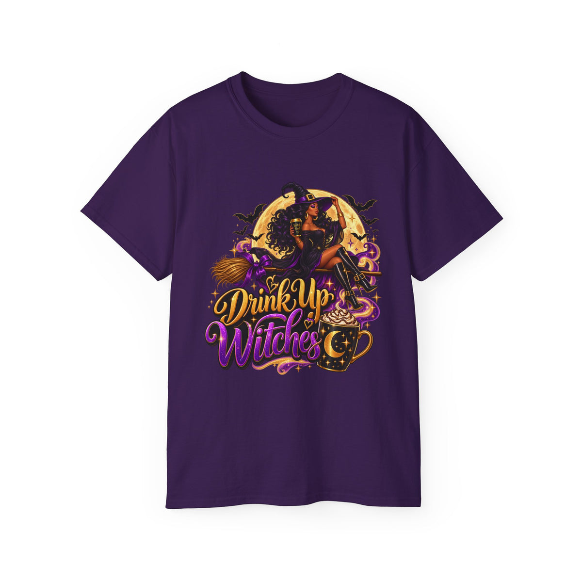 Drink Up Witches Halloween T-Shirt — Enhanced Witch Brew Party Tee