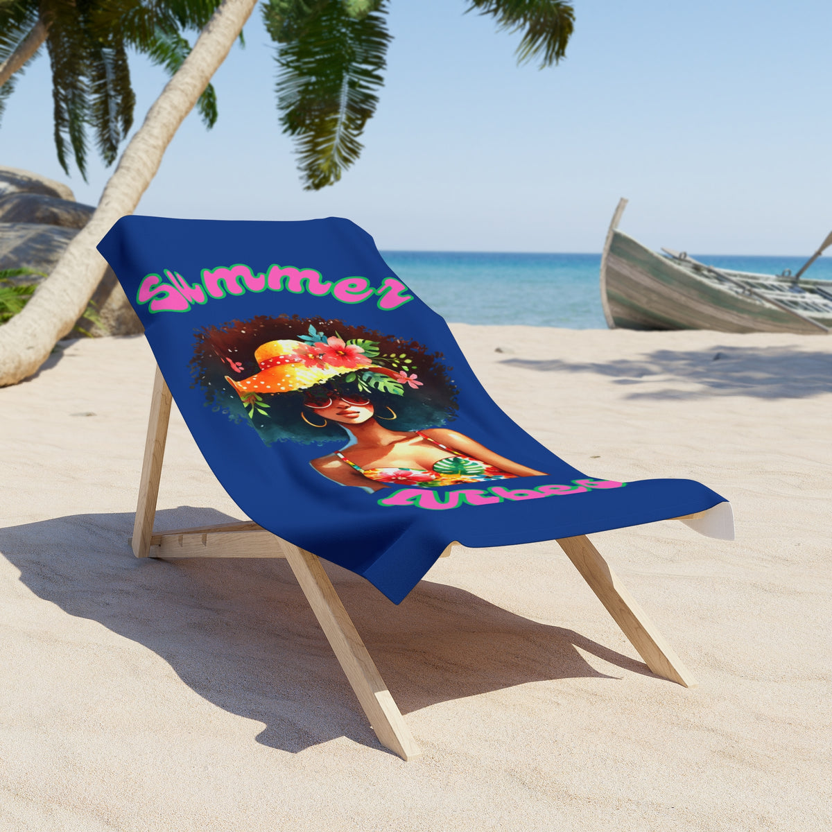Vibrant Summer Vibes Beach Towel 2-Dk Blue