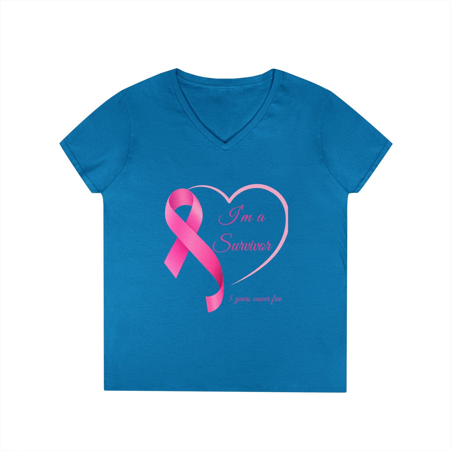 Breast Cancer Awareness V-Neck T-Shirt, Survivor Gift, Supportive Tee, Gift for Her, Awareness Month Apparel