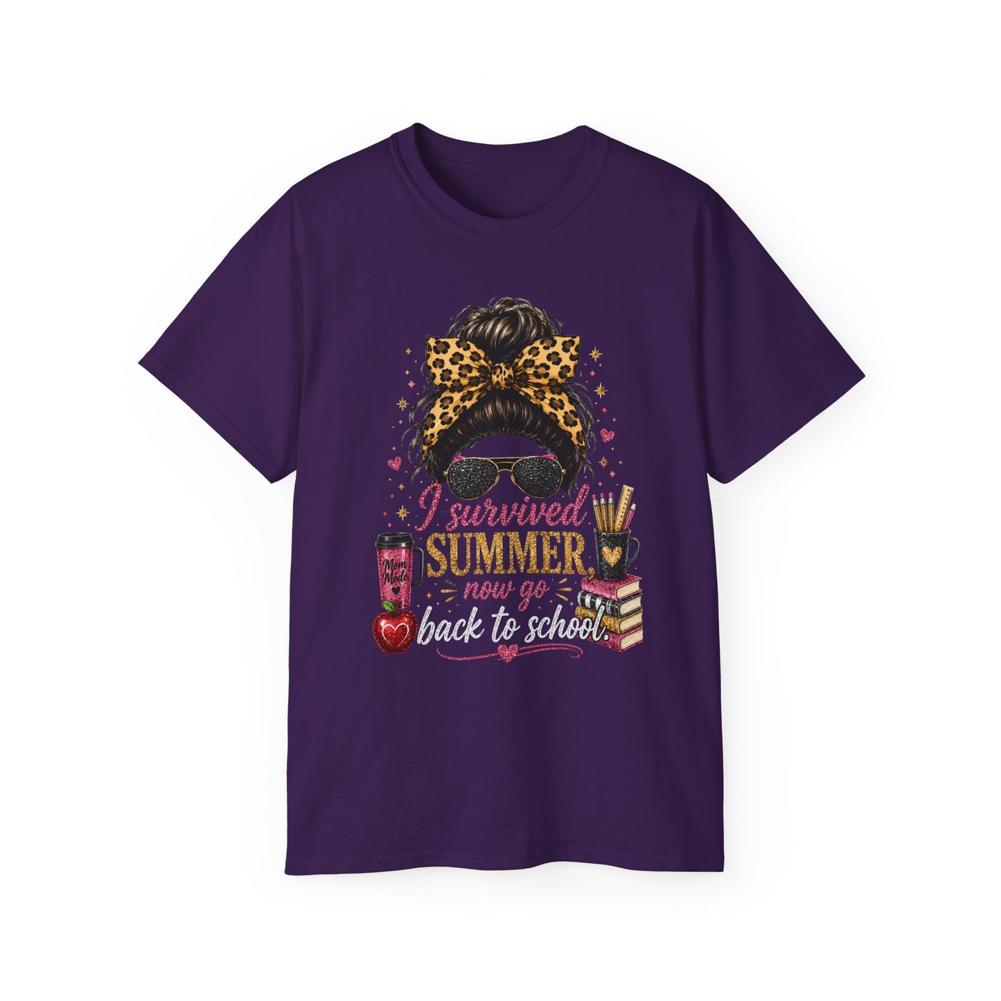 "I Survived Summer Now Go Back to School" Graphic Shirt" -Back-to-School Tee  4