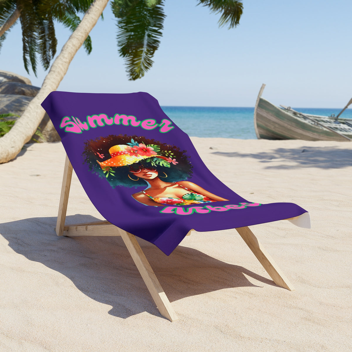 Summer Vibes Beach Towel 2-Dk Purple