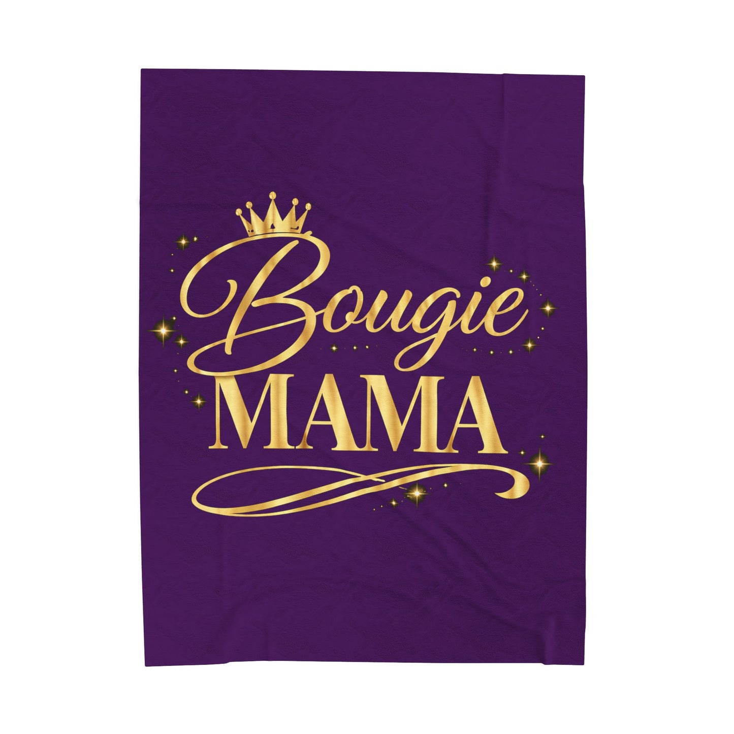 Bougie Mama Velveteen Plush Blanket (Purple) — Gold Crown Cozy Throw for Moms
