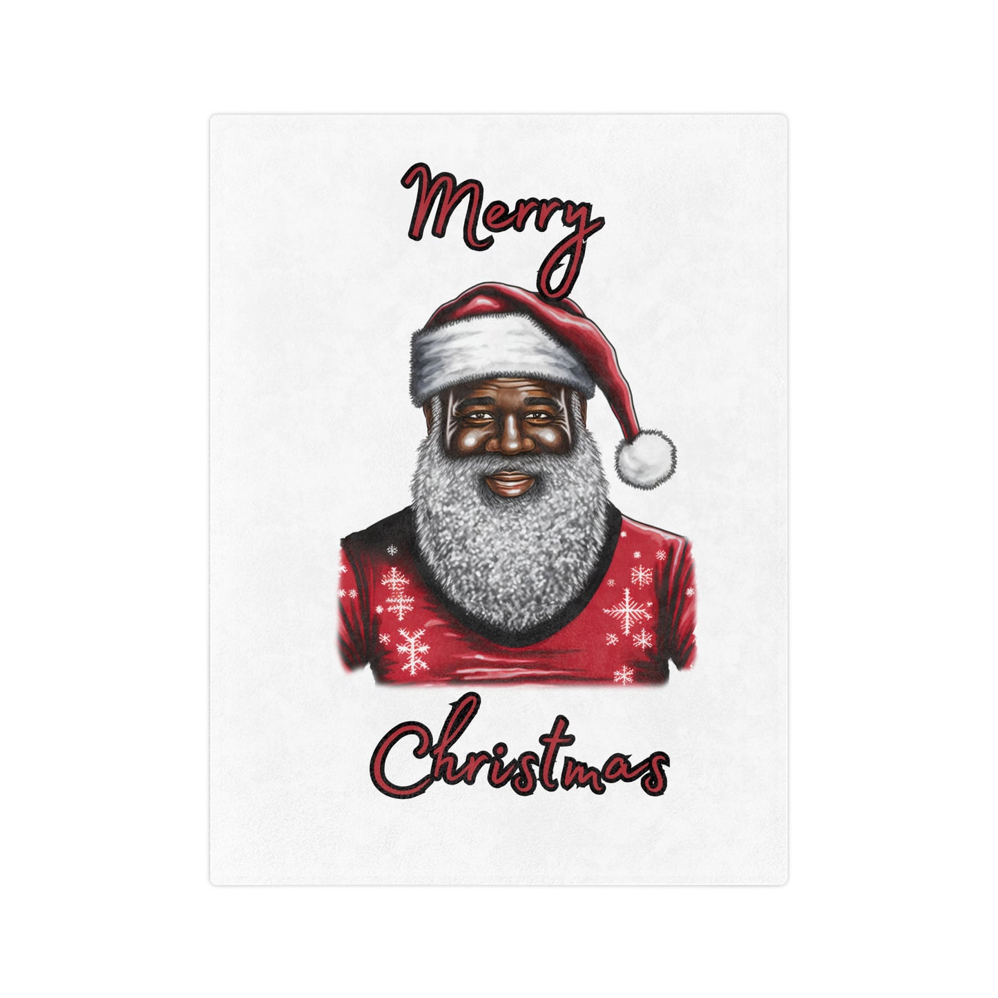 Black Santa-Velveteen Microfiber Blanket (White)