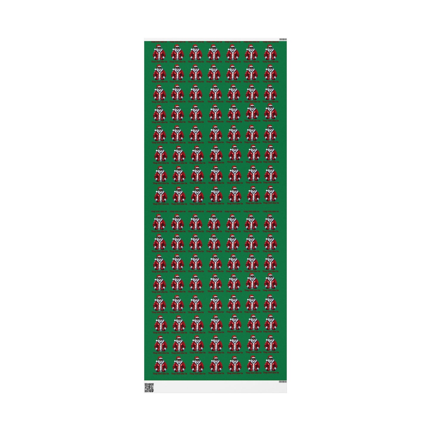 They Not Like Us (Green) Wrapping Paper, Christmas Gift Wrap, Santa Design for Gifts, Eco-Friendly, Holiday Decor, Stocking Stuffers