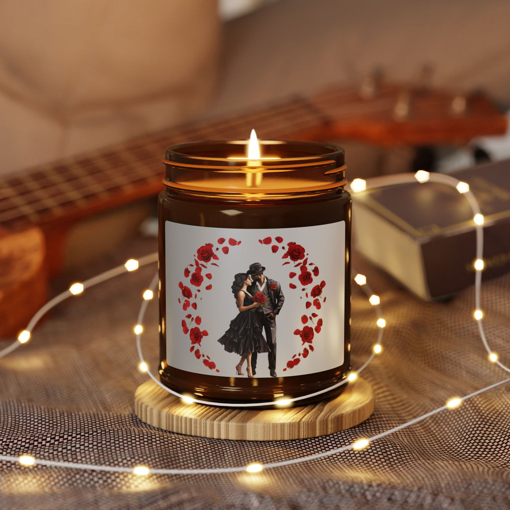 Roses-Scented Soy Candle (Multi-Size, Amber Jar)