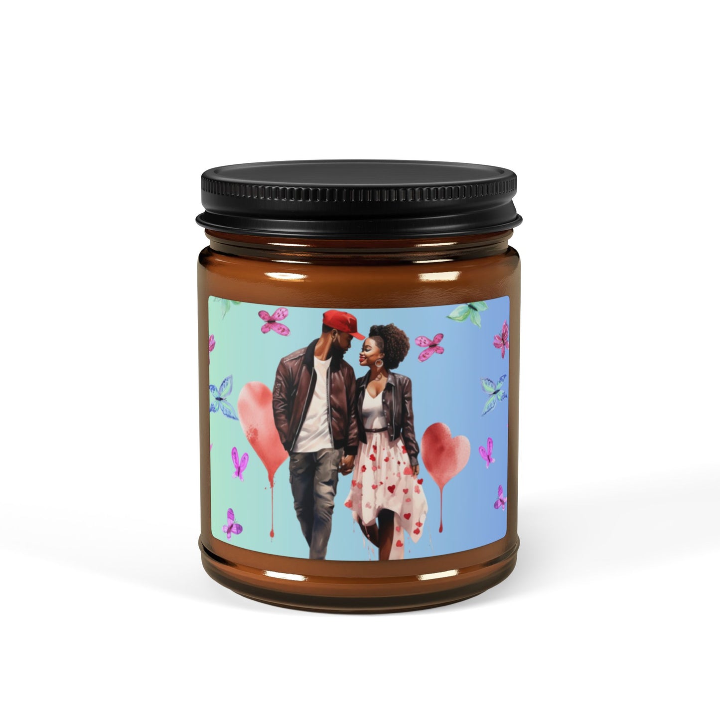 Butterfly-Scented Soy Candle (Multi-Size, Amber Jar)