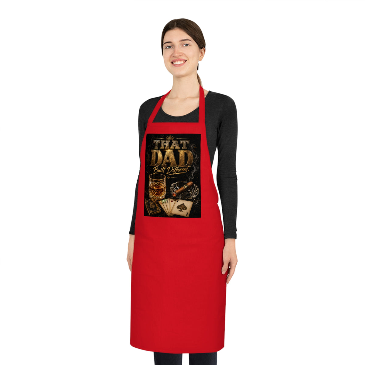 That Dad Poker Night Cotton Apron — Whiskey, Cigars & Cards Gift for Fathers
