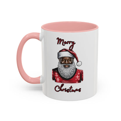 Black Santa-Accent Coffee Mug (11, 15oz) (Red)
