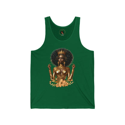 Golden Goddess Unisex Jersey Tank - Afrocentric Graphic Tank Top