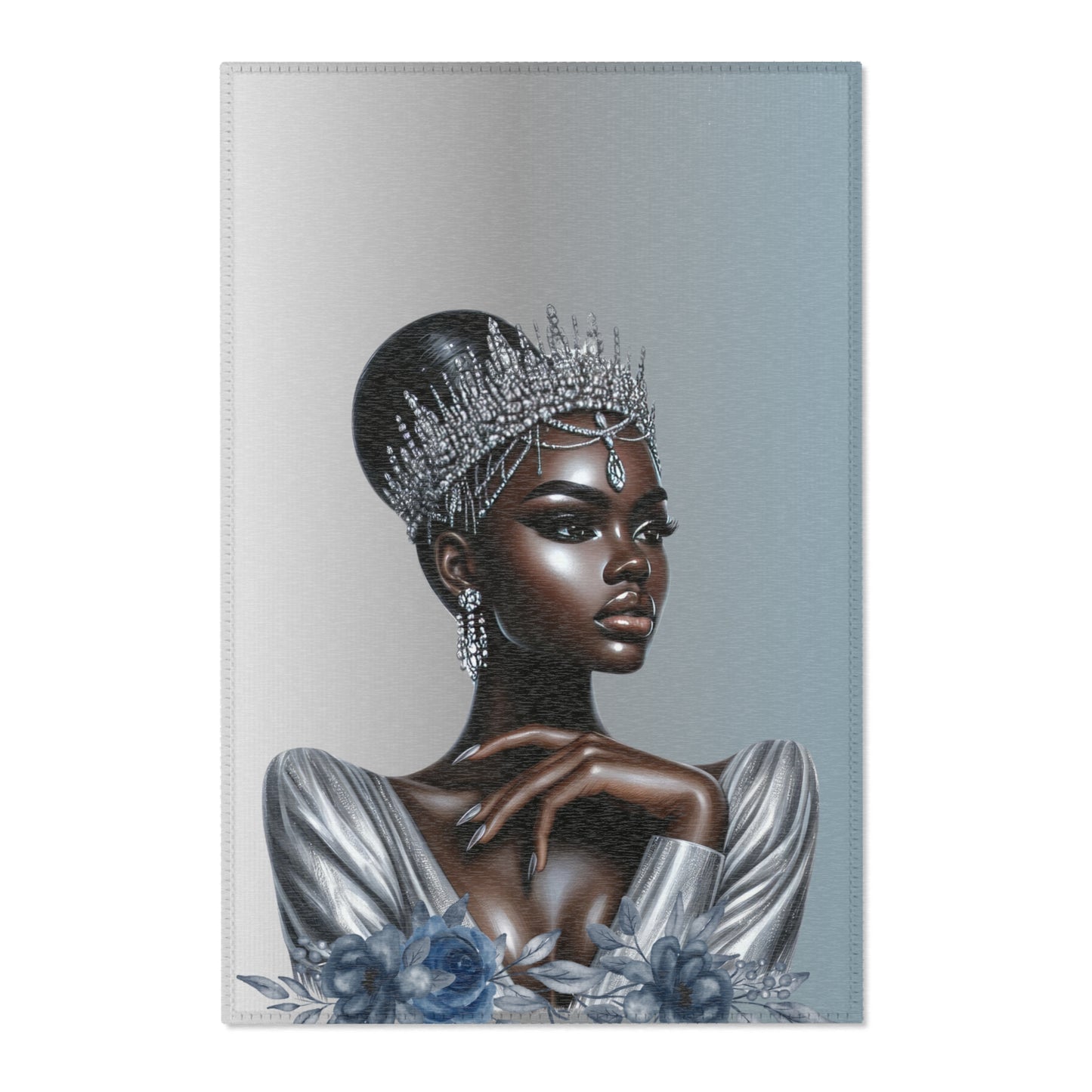 Queen Silver Area Rug - Royal Elegance Design