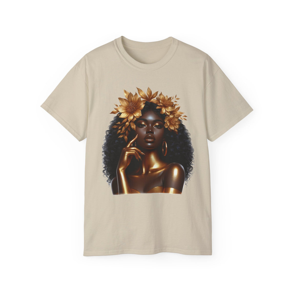 Queen Hummingbird Unisex Ultra Cotton Tee - Black Queen with Floral Design