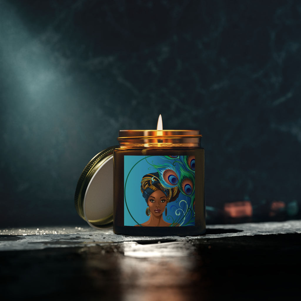 Peacock-Scented Candles, Coconut Apricot Wax (4oz, 9oz)