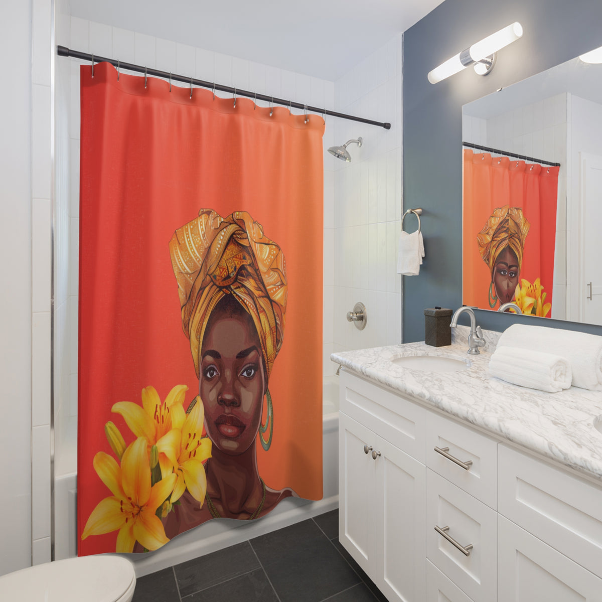 Queen Lily Shower Curtain - Afrocentric Home Decor