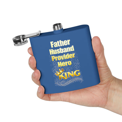 "Father Husband Provider Hero" 6oz Stainless Steel Flask- Gift for Dad