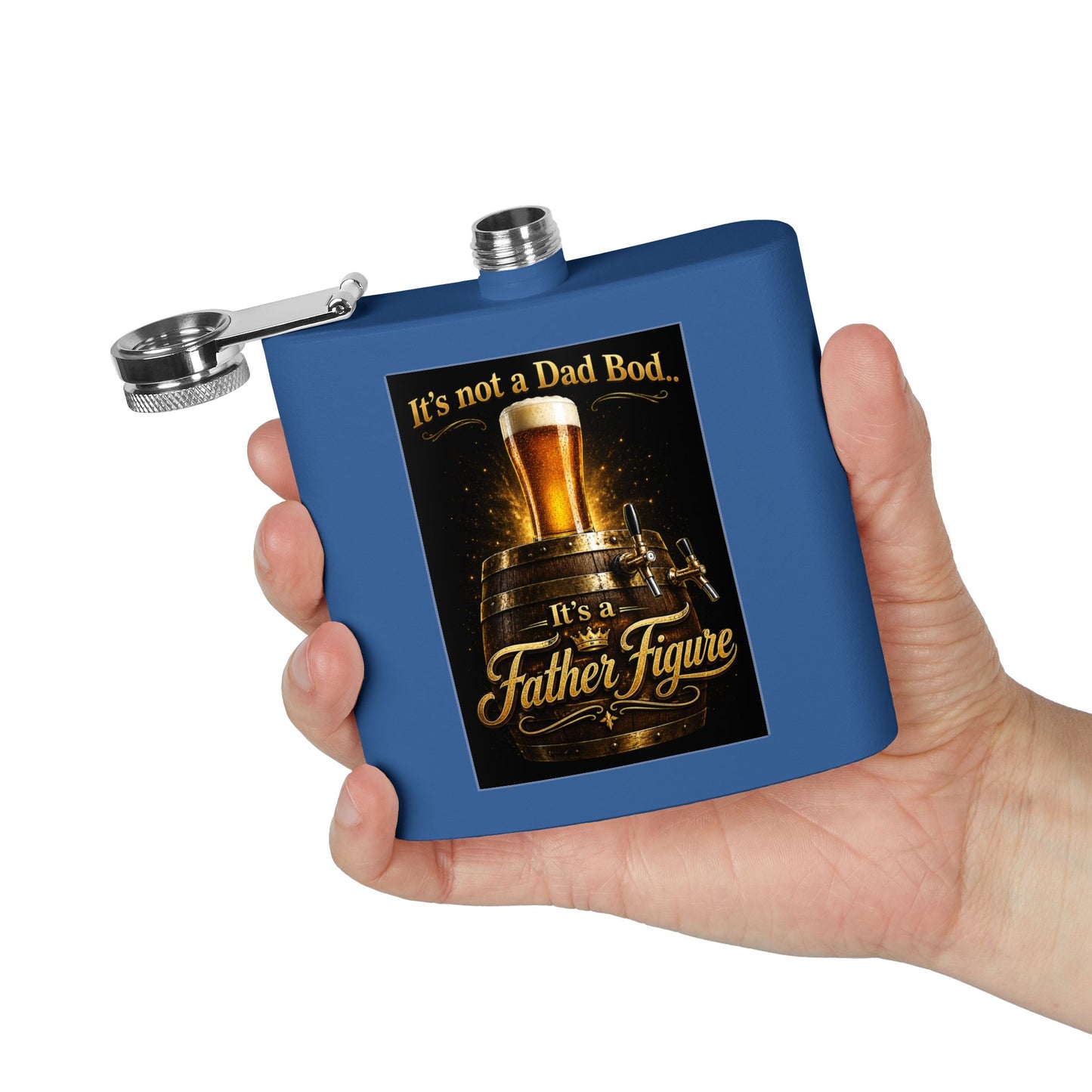 "It's Not a Dad Bod... It's a Father Figure" Stainless Steel 6 oz Pocket Hip Flask