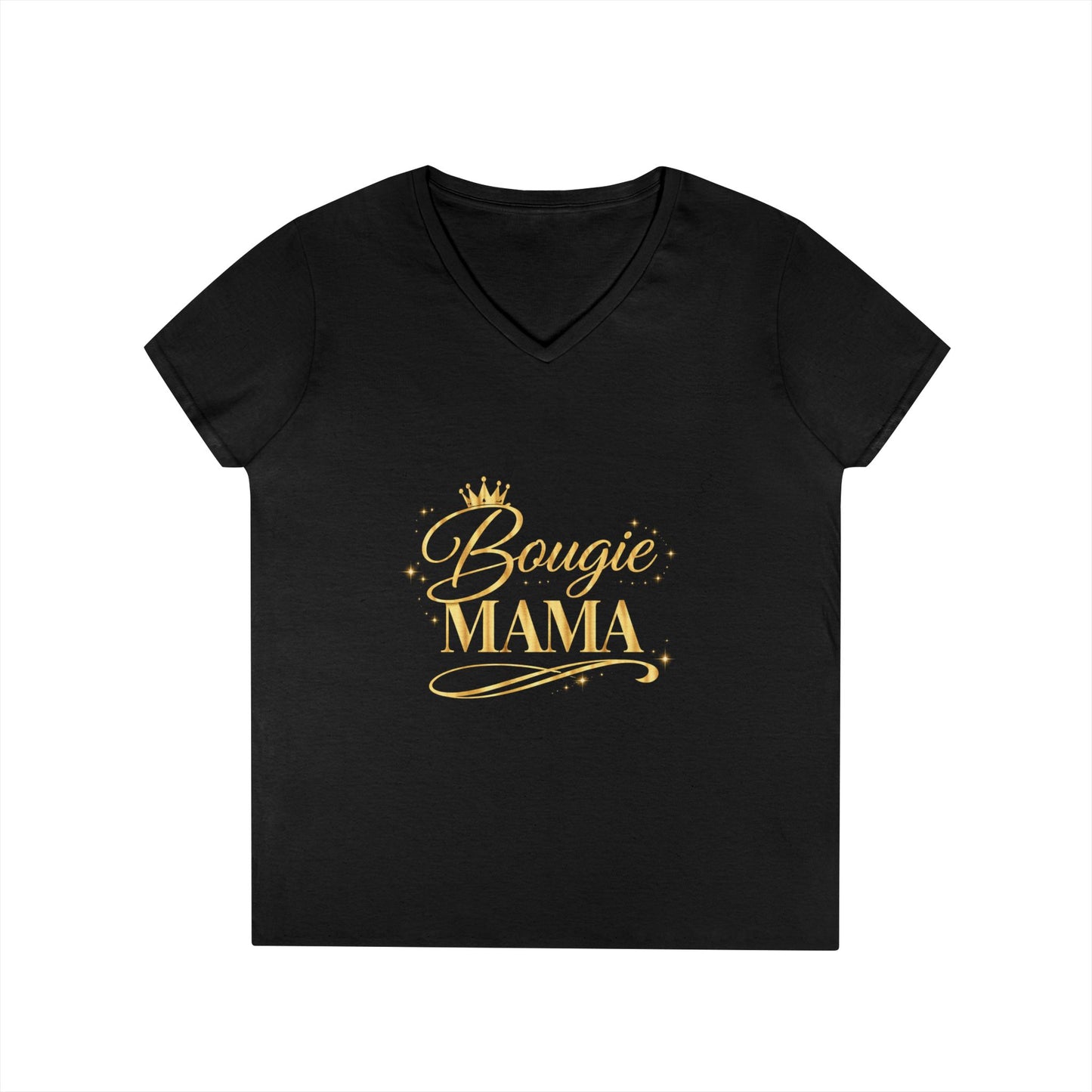 Bougie Mama V-Neck T-Shirt — Gold Script Women's Tee