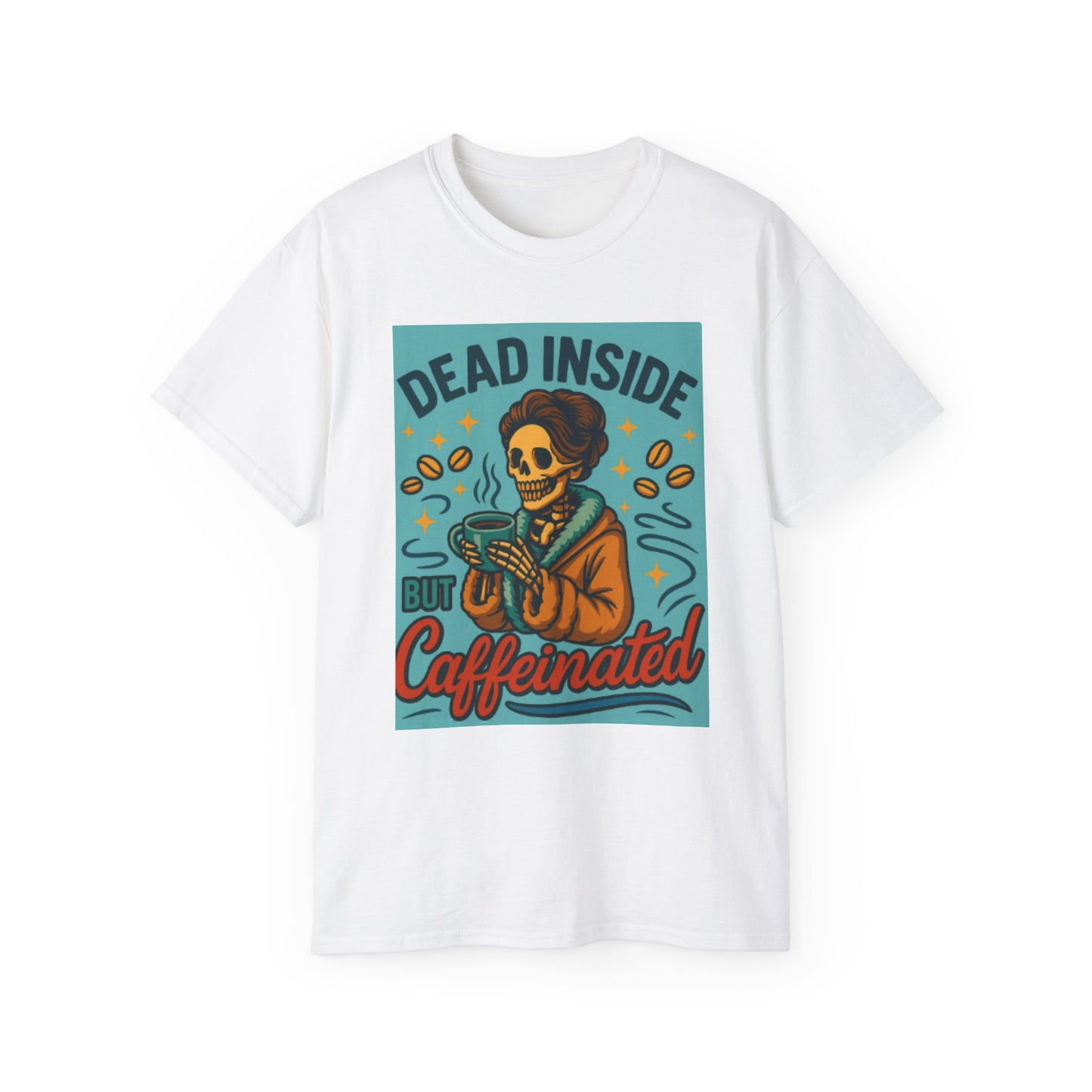 Skeleton-Dead Inside But Caffeinated Tee, Image 1