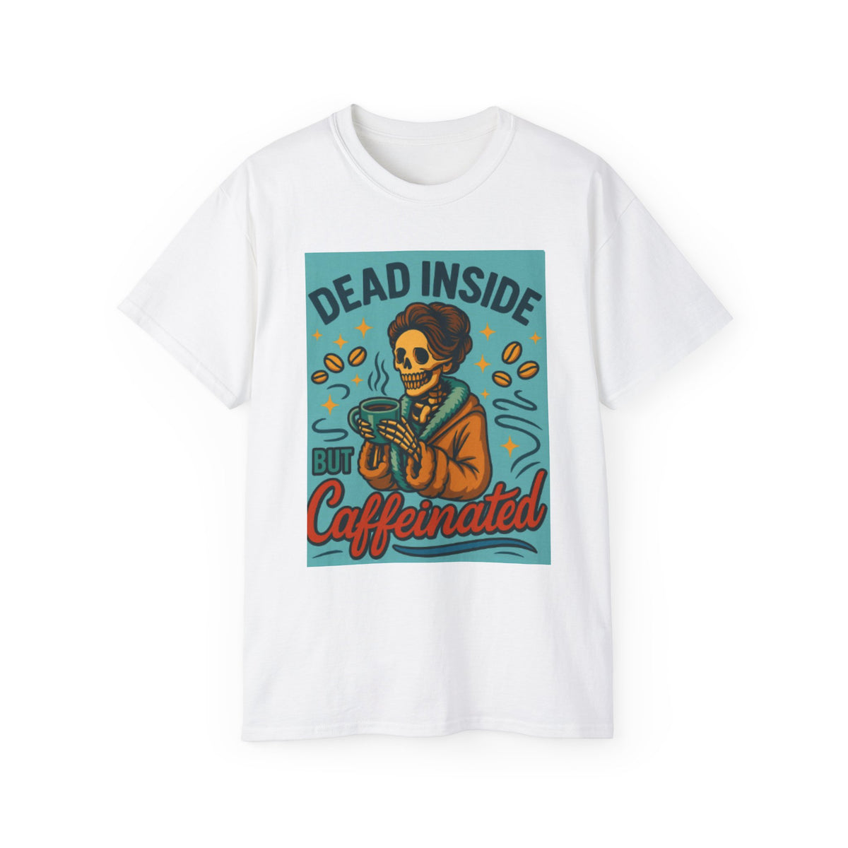Skeleton-Dead Inside But Caffeinated Tee, Image 1