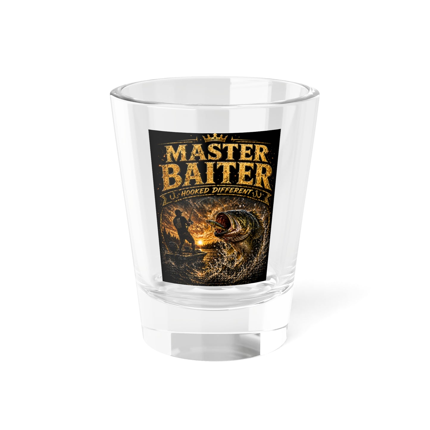 Master Baiter Fishing Shot Glass - 1.5oz Novelty Bar Glass