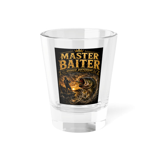 Master Baiter Fishing Shot Glass - 1.5oz Novelty Bar Glass