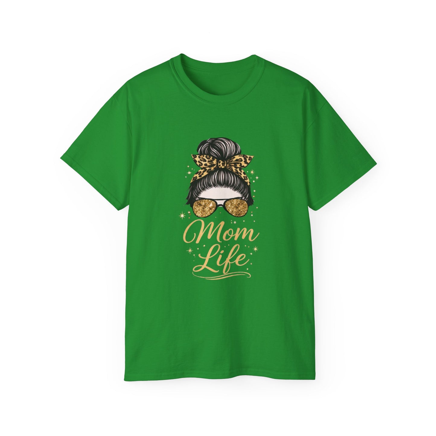 Mom Life Tee — Leopard Bun Graphic Cotton T‑Shirt