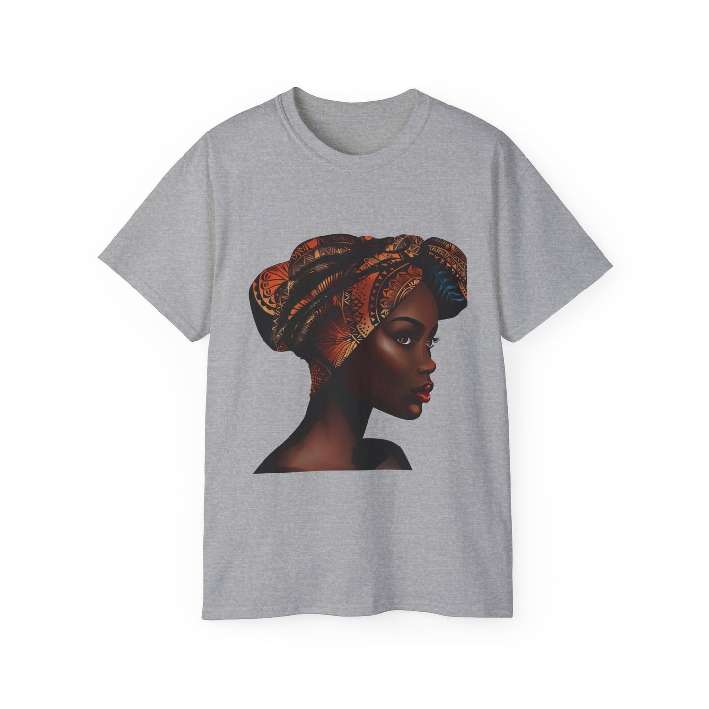 Queen Moon Unisex Ultra Cotton Tee - Afrocentric Design with Colorful Headwrap