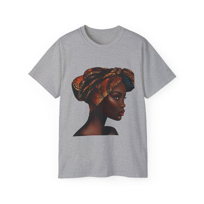 Queen Moon Unisex Ultra Cotton Tee - Afrocentric Design with Colorful Headwrap