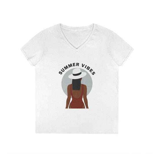 Summer Vibes Ladies' V-Neck T-Shirt