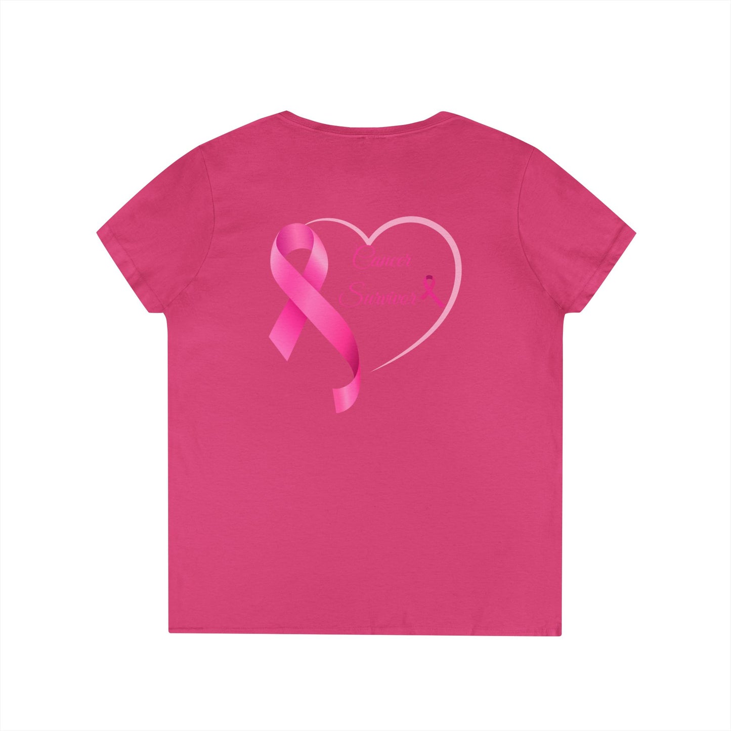 Breast Cancer Awareness V-Neck T-Shirt, Survivor Gift, Supportive Tee, Gift for Her, Awareness Month Apparel
