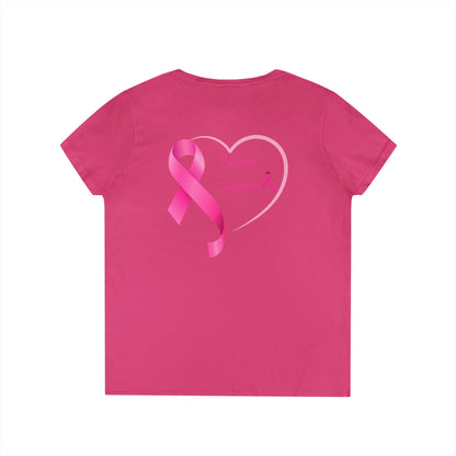 Breast Cancer Awareness V-Neck T-Shirt, Survivor Gift, Supportive Tee, Gift for Her, Awareness Month Apparel