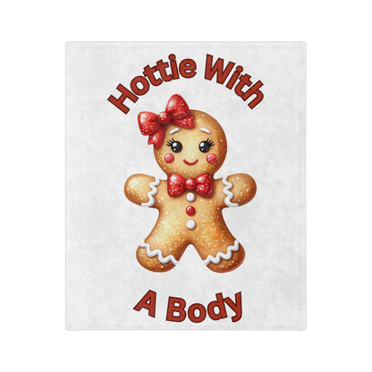 Hottie With A Body-Velveteen Microfiber Blanket (White)