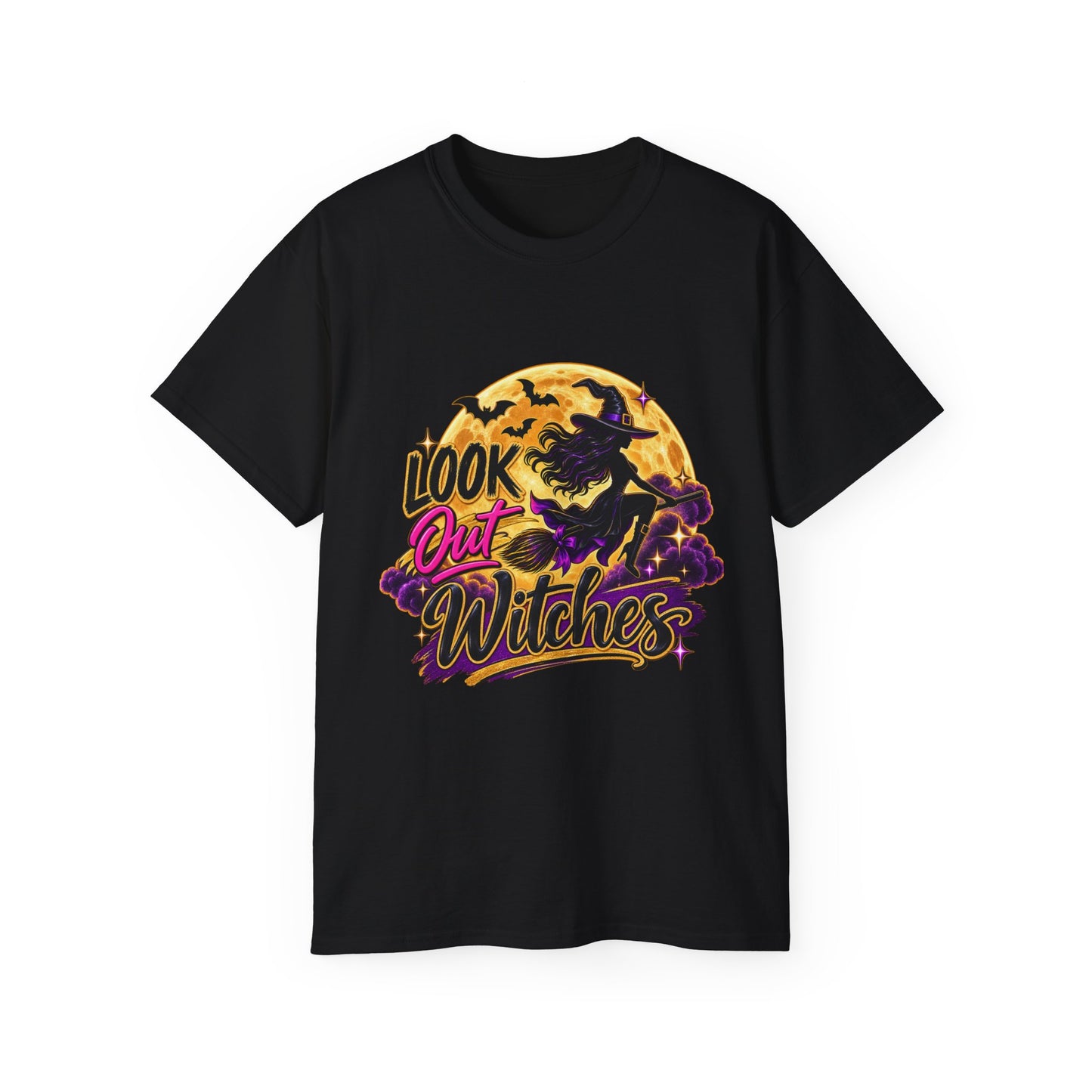 Look Out Witches T-Shirt — Halloween Witch Moon Graphic Tee