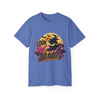 Look Out Witches T-Shirt — Halloween Witch Moon Graphic Tee