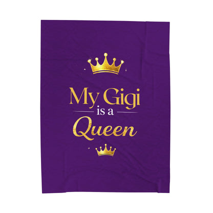 My Gigi Is a Queen Velveteen Plush Blanket — Soft Purple Royal Gift for Grandma