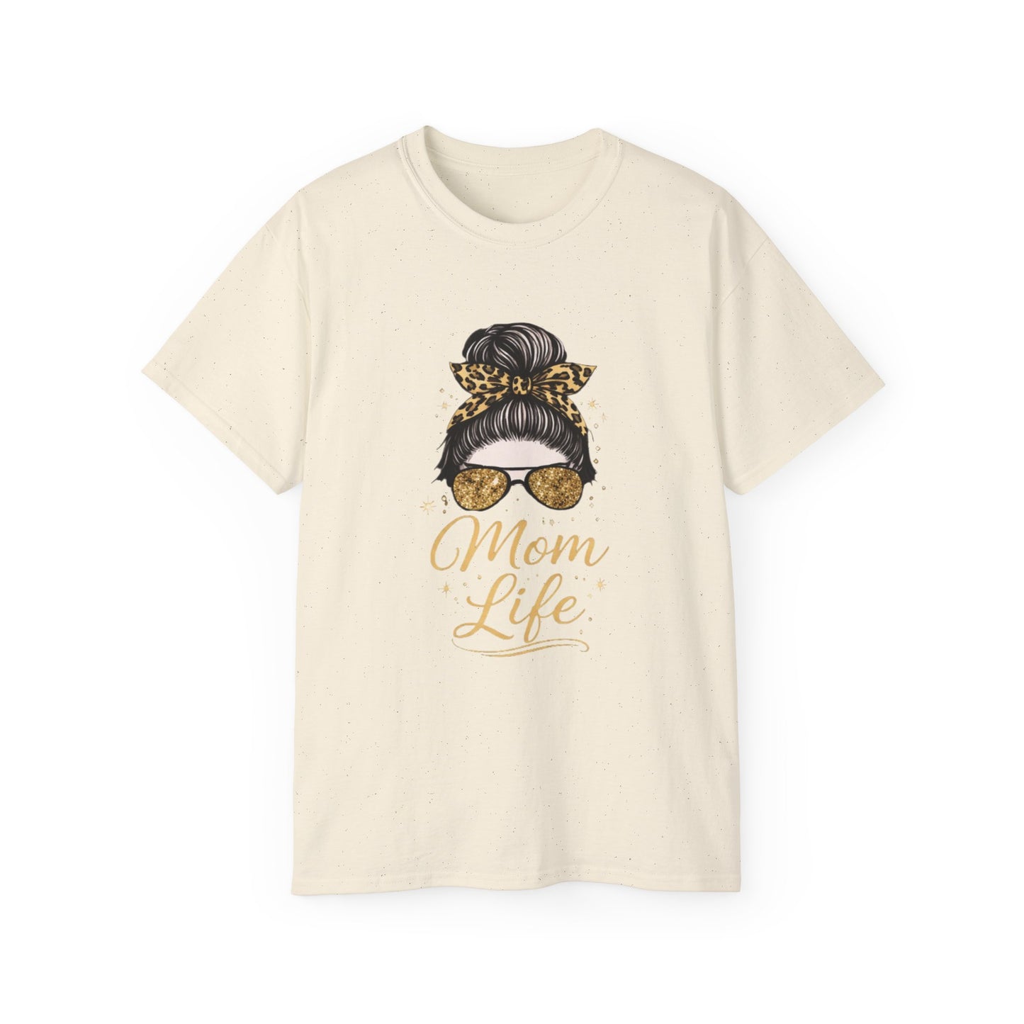 Mom Life Tee — Leopard Bun Graphic Cotton T‑Shirt