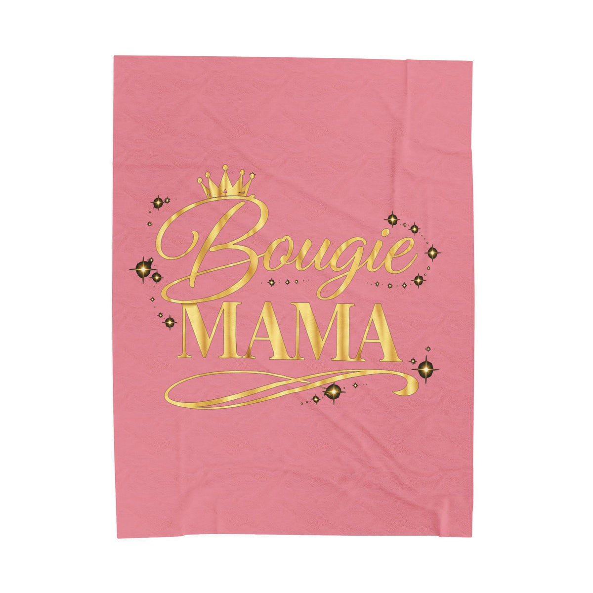 Bougie Mama Velveteen Plush Blanket – Pink & Gold Cozy Throw for Stylish Moms, Mother’s Day Gift